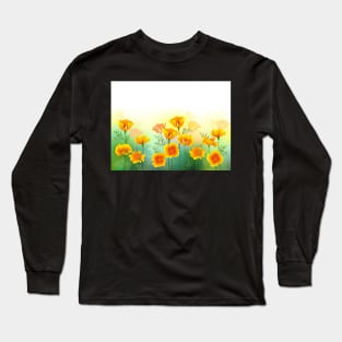 Background with California Poppy Long Sleeve T-Shirt